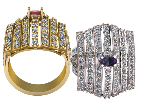 HIP HOP LUXURY RING 3D PRINTABLE MODEL Modello 3D