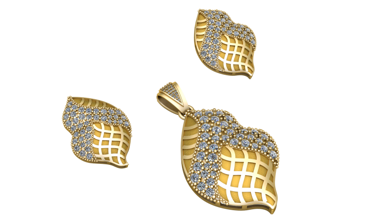 LEAF STYLE LOCKET SET 3D PRINTABLE MODEL 3Dモデル .c4d .max .obj .3ds .fbx .stl .blend 