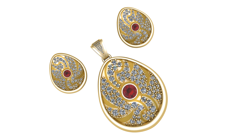 ELEGANCE RUBY LOCKET SET 3D PRINTABLE MODEL Model 3D .c4d .max .obj .3ds .fbx .stl .blend 