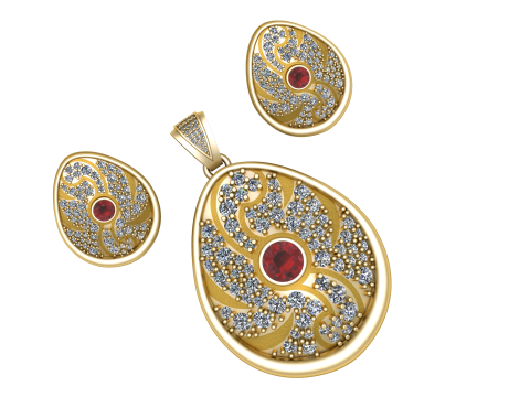 ELEGANCE RUBY LOCKET SET 3D PRINTABLE MODEL 3D Model