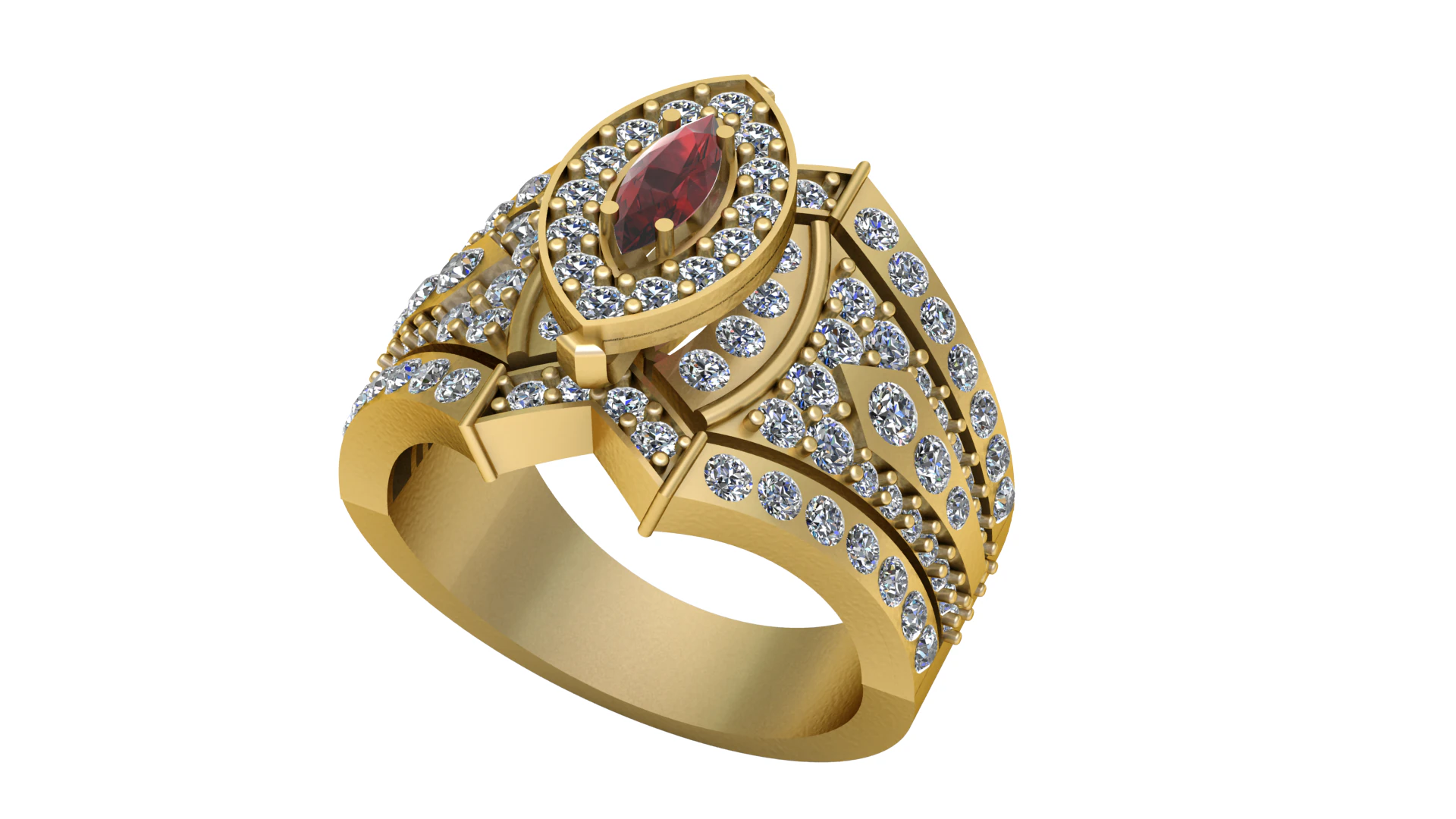 DIAMOND BRIDAL RING 3D PRINTABLE MODEL 3D Model .c4d .max .obj .3ds .fbx .stl .blend