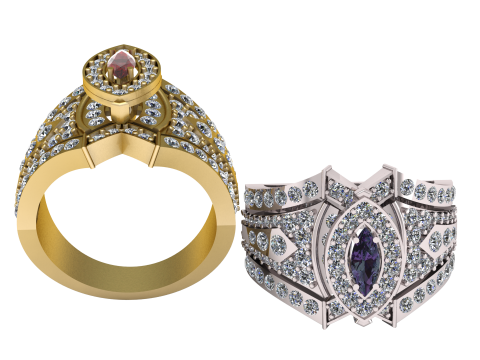 DIAMOND BRIDAL RING 3D PRINTABLE MODEL 3D-Modell