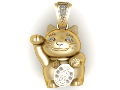 PENDENTE ANIMALE GATTO SVEGLIO MODELLO STAMPABILE 3D Modello 3D