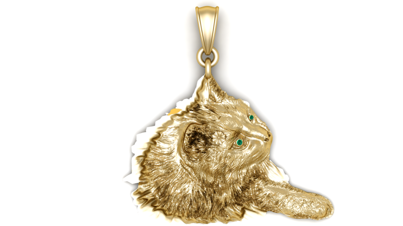 GOLDEN CAT PENDANT 3D PRINTABLE MODEL 3Dモデル .c4d .max .obj .3ds .fbx .stl .blend 