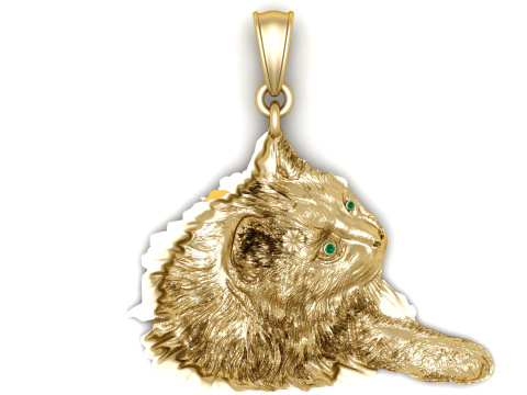 GOLDEN CAT PENDANT 3D PRINTABLE MODEL 3Dモデル