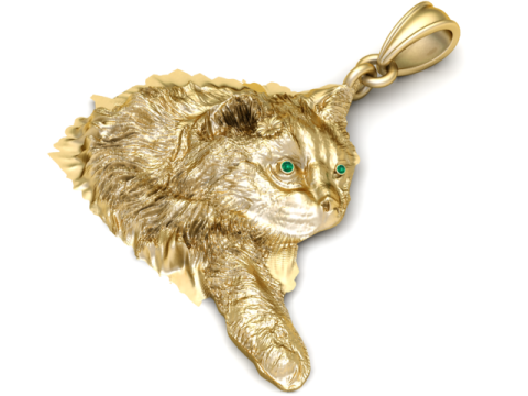 GOLDEN CAT PENDANT 3D PRINTABLE MODEL 3Dモデル
