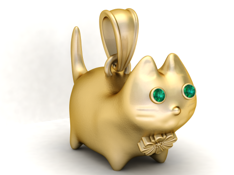 CAT EMERALD PENDANT 3D PRINTABLE MODEL Modèle 3D