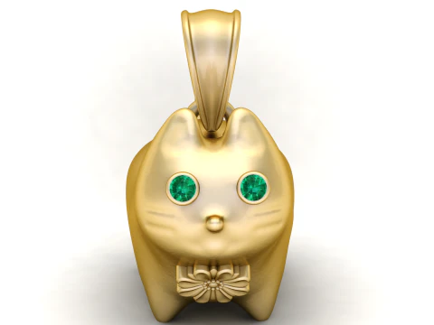 CAT EMERALD PENDANT 3D PRINTABLE MODEL 3D Model