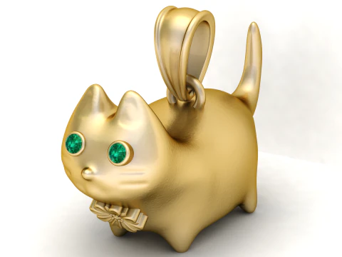 CAT EMERALD PENDANT 3D PRINTABLE MODEL 3D Model