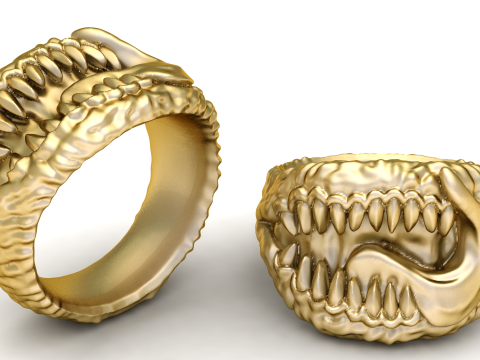 ANIMAL JAW DESIGN RING 3D PRINTABLE MODEL 3D मॉडल