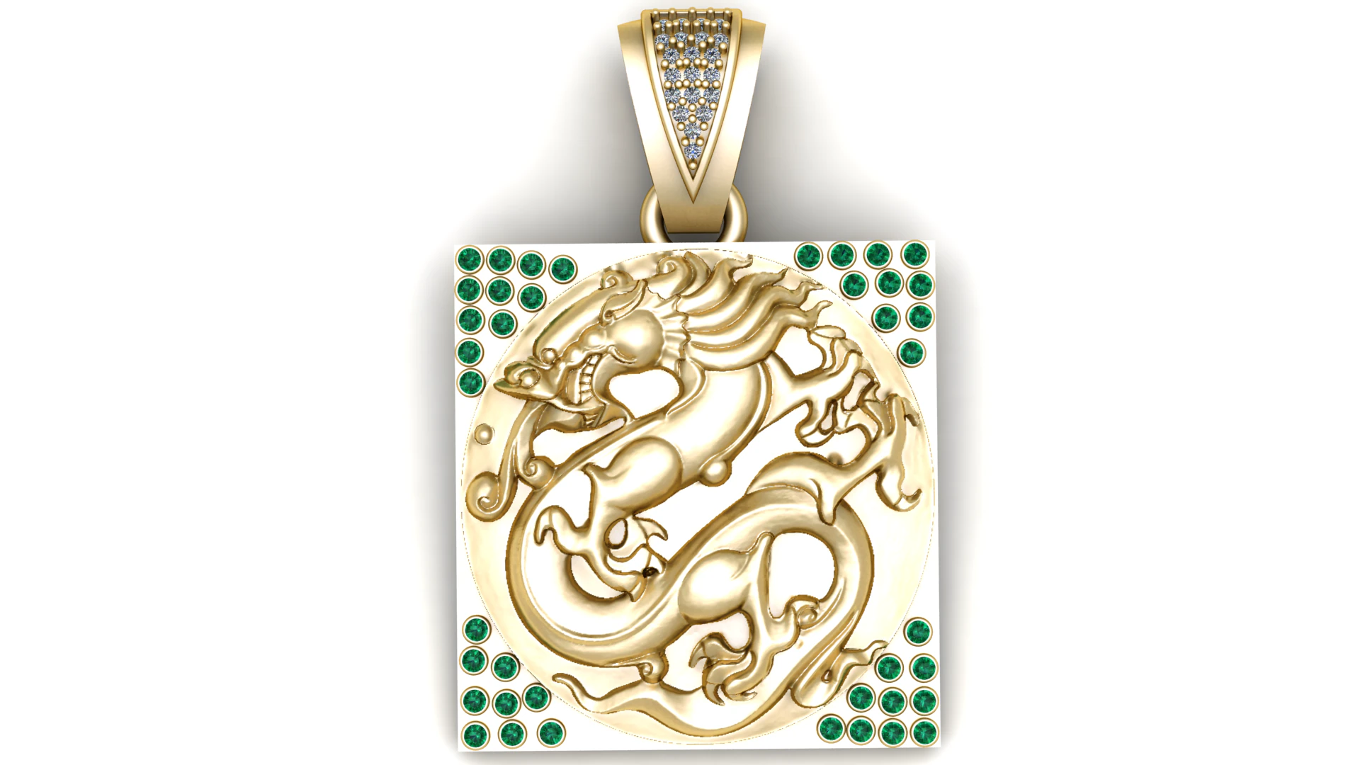 CHINESE DRAGON CHARM PENDANT 3D PRINTABLE MODEL 3D Model .c4d .max .obj .3ds .fbx .stl .blend