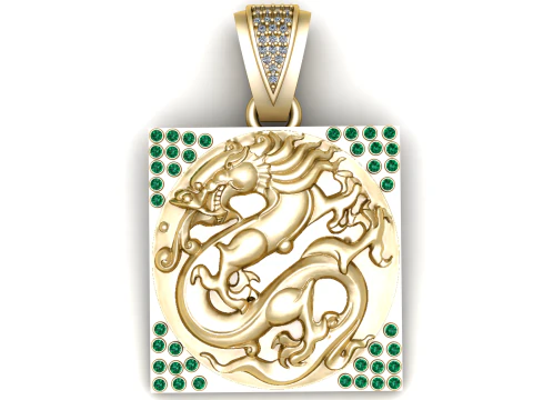 CHINESE DRAGON CHARM PENDANT 3D PRINTABLE MODEL 3D Model