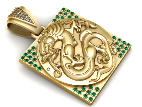 CHINESE DRAGON CHARM PENDANT 3D PRINTABLE MODEL Model 3D