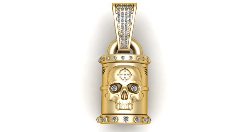 SKULL FACE DESIGN BULLET PENDANT 3D PRINTABLE MODEL Model 3D .c4d .max .obj .3ds .fbx .stl .blend