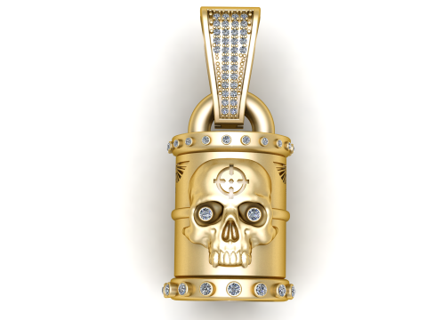 SKULL FACE DESIGN BULLET PENDANT 3D PRINTABLE MODEL Modello 3D