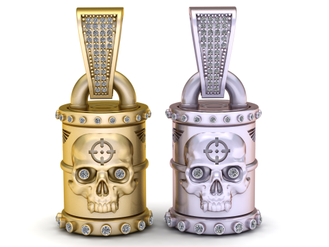 SKULL FACE DESIGN BULLET PENDANT 3D PRINTABLE MODEL Model 3D