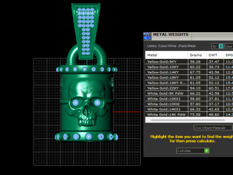 SKULL FACE DESIGN BULLET PENDANT 3D PRINTABLE MODEL Model 3D