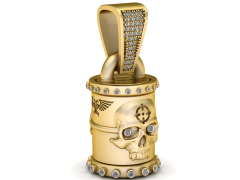 SKULL FACE DESIGN BULLET PENDANT 3D PRINTABLE MODEL Model 3D