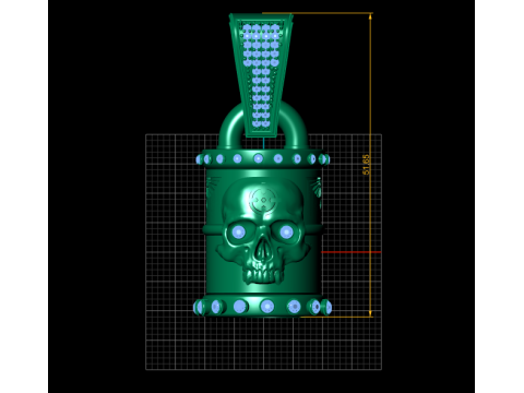 SKULL FACE DESIGN BULLET PENDANT 3D PRINTABLE MODEL Model 3D