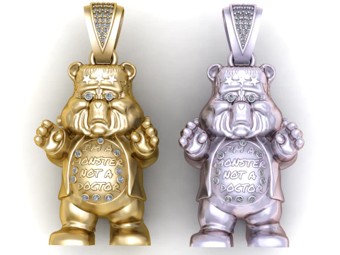 MONSTER PANDA PENDANT 3D PRINTABLE MODEL 3D Model