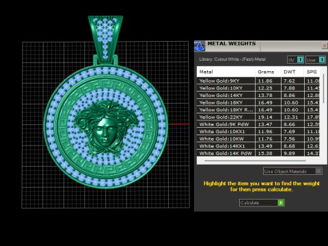 LADY FACE DESIGN COIN PENDANT 3D PRINTABLE MODEL Model 3D
