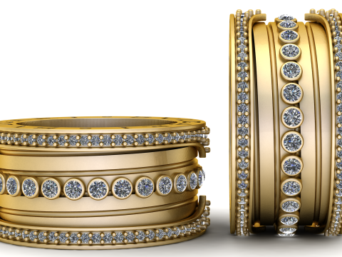FANCY GOLD AND DIAMOND RING 3D PRINTABLE MODEL 3D Model