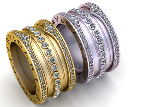 FANCY GOLD AND DIAMOND RING 3D PRINTABLE MODEL Model 3D