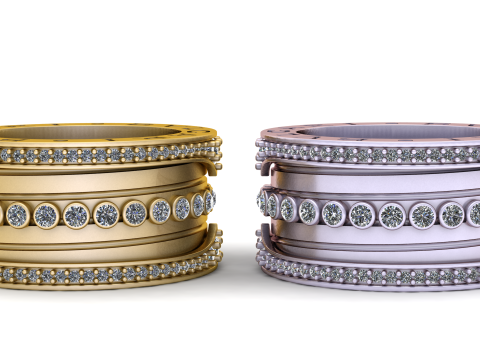 FANCY GOLD AND DIAMOND RING 3D PRINTABLE MODEL Model 3D