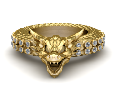 DRAGON FACE DESIGN RING 3D PRINTABLE MODEL 3D Модель
