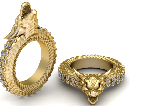 DRAGON FACE DESIGN RING 3D PRINTABLE MODEL 3D Model