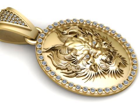 DRAGON FACE COIN PENDANT 3D PRINTABLE MODEL Model 3D