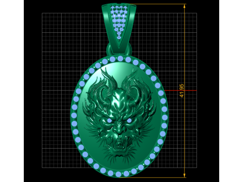 DRAGON FACE COIN PENDANT 3D PRINTABLE MODEL Model 3D