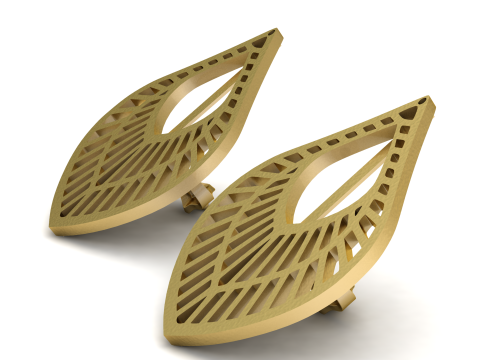 STYLISH GOLD EARRING 3D PRINTABLE MODEL Model 3D