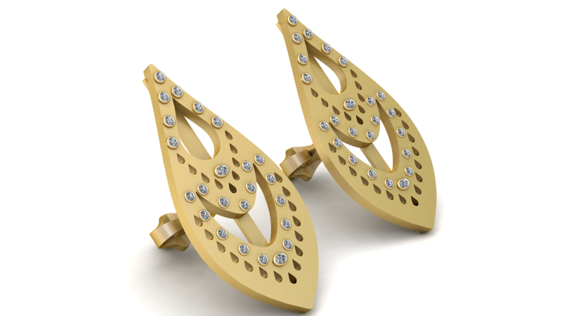 GOLD STYLISH EARRING 3D PRINTABLE MODEL 3Dモデル .c4d .max .obj .3ds .fbx .stl .blend 