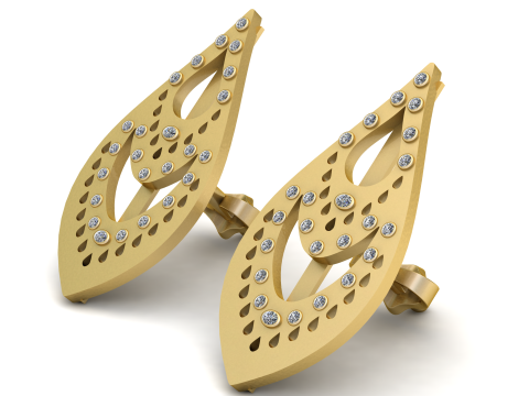 GOLD STYLISH EARRING 3D PRINTABLE MODEL 3Dモデル