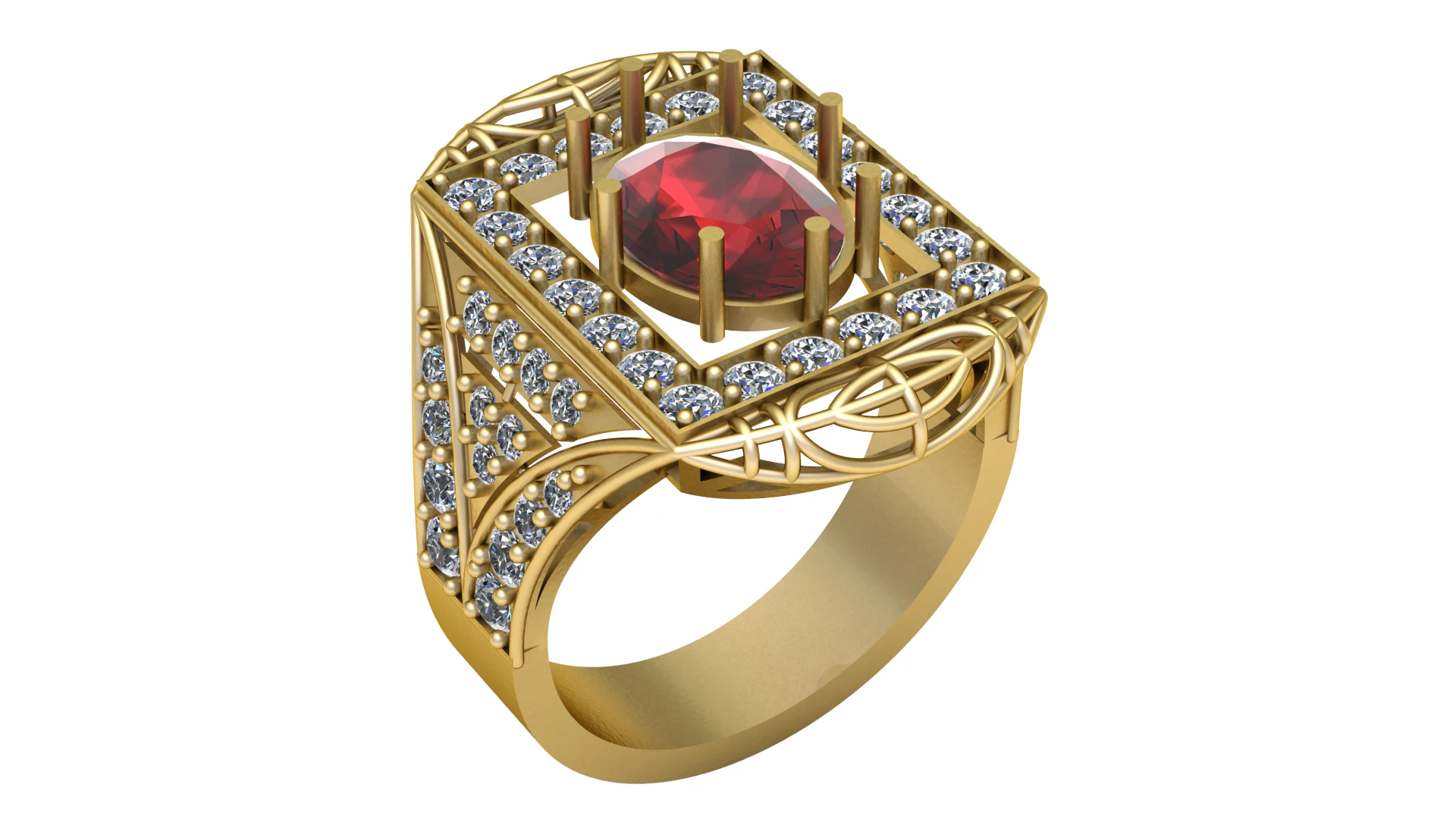 LUXURY SQUARE SHAPE DESIGN RING PRINTABLE MODEL 3D Model .c4d .max .obj .3ds .fbx .stl .blend 