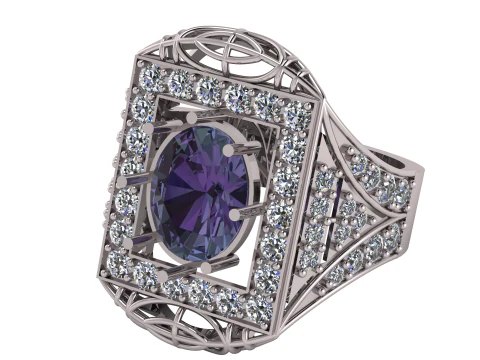 LUXURY SQUARE SHAPE DESIGN RING PRINTABLE MODEL 3D Model