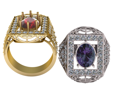 LUXURY SQUARE SHAPE DESIGN RING PRINTABLE MODEL 3D Модель