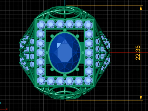 LUXURY SQUARE SHAPE DESIGN RING PRINTABLE MODEL 3D Model