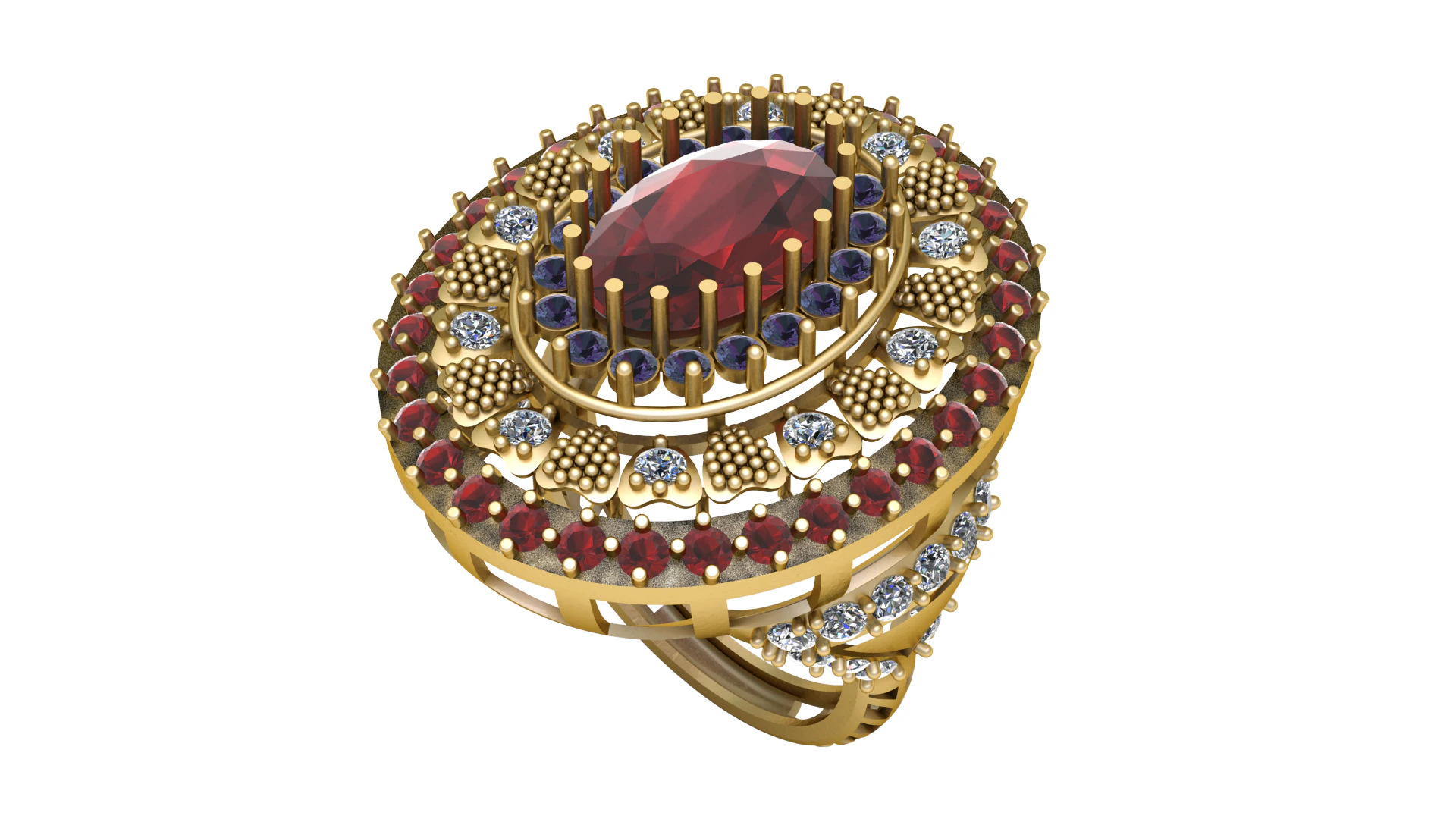 QUEEN ENGAGEMENT RUBY RING 3D PRINTABLE MODEL 3D Model .c4d .max .obj .3ds .fbx .stl .blend