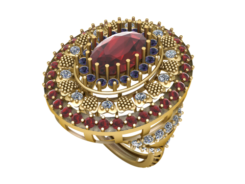 QUEEN ENGAGEMENT RUBY RING 3D PRINTABLE MODEL 3D Model