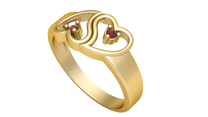 DOUBLE HEART DESIGN RING 3D PRINTABLE MODEL 3D 模型 .c4d .max .obj .3ds .fbx .stl .blend
