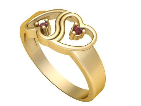 DOUBLE HEART DESIGN RING 3D PRINTABLE MODEL 3D Модель