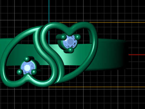 DOUBLE HEART DESIGN RING 3D PRINTABLE MODEL 3D 模型