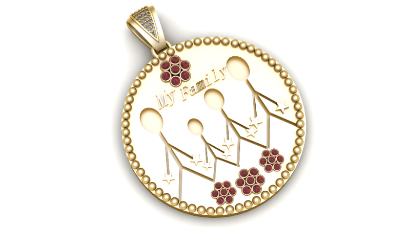 MY FAMILY COIN PENDANT 3D PRINTABLE MODEL 3Dモデル .c4d .max .obj .3ds .fbx .stl .blend