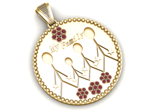 MY FAMILY COIN PENDANT 3D PRINTABLE MODEL Modelo 3D