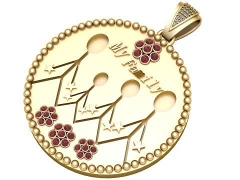 MY FAMILY COIN PENDANT 3D PRINTABLE MODEL 3D Model