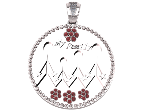 MY FAMILY COIN PENDANT 3D PRINTABLE MODEL 3Dモデル