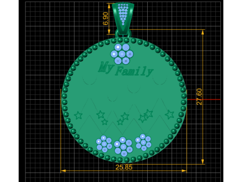 MY FAMILY COIN PENDANT 3D PRINTABLE MODEL 3Dモデル