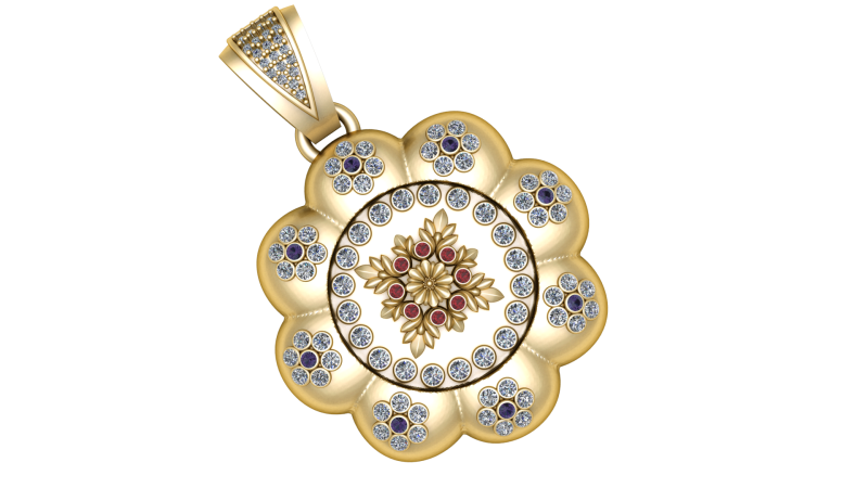 FLOWER STYLE PENDANT 3D PRINTABLE MODEL Modelo 3D .c4d .max .obj .3ds .fbx .stl .blend